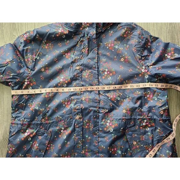 Cotton Trader Navy Floral Fleece lined Rain jacket US 22 UK 26 XXL - Picture 4 of 9